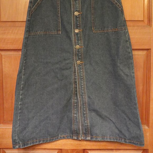 Vintage WEAR JEANS Denim Button Down Midi Skirt Sz M - Picture 2 of 2
